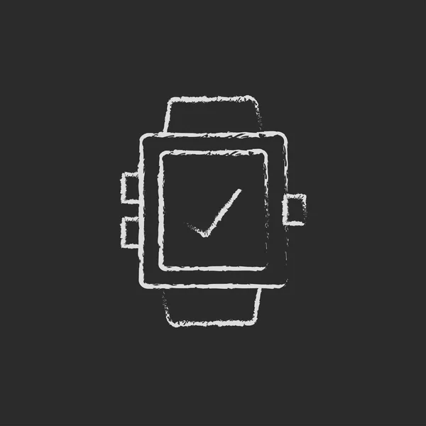 Smartwatch with check sign icon drawn in chalk. — Stock Vector