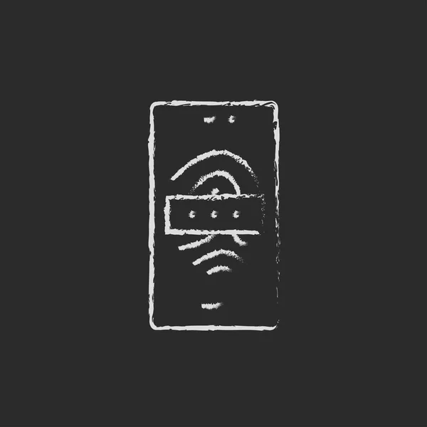 Phone fingerprint icon drawn in chalk. — Stok Vektör