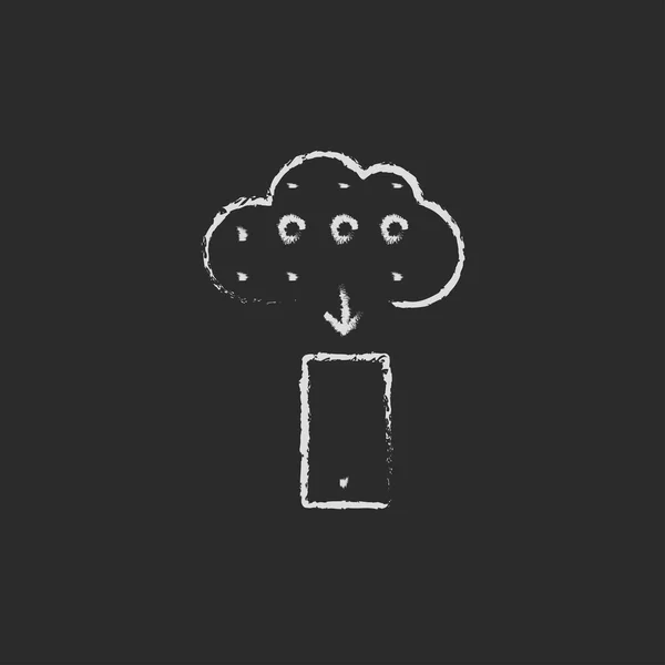 Icono de computación en nube dibujado en tiza . — Vector de stock