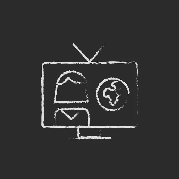 Ícone de relatório de TV desenhado em giz . —  Vetores de Stock