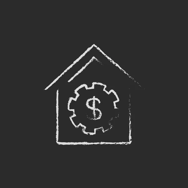 Дом с иконкой доллара, нарисованной мелом . — стоковый вектор
