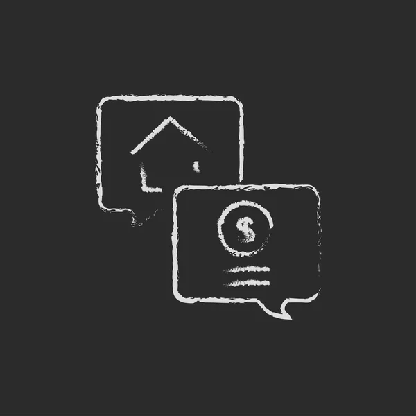 Real estate transaction icon drawn in chalk. — Stock Vector