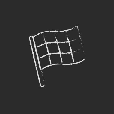 Tebeşirle çizilmiş damalı bayrak simgesi.