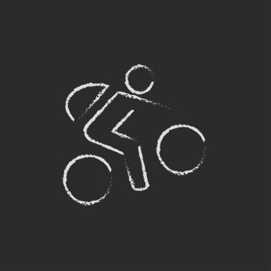 Tebeşirle çizilmiş Bisiklet ve bisikletçi simgesi.