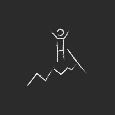 Climbing icon drawn in chalk. vector