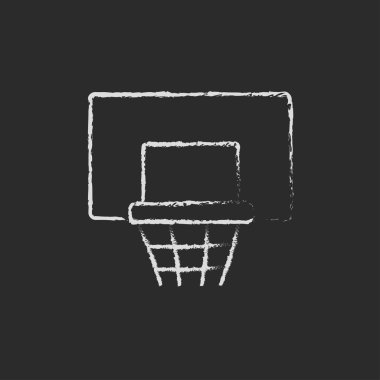 Tebeşirle çizilmiş basketbol hoop simgesi.