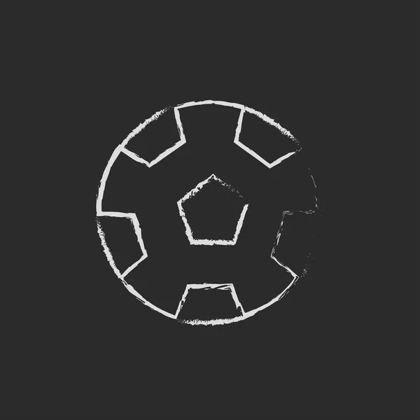Icono de pelota de fútbol dibujado en tiza . — Vector de stock