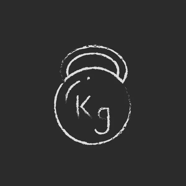 Kettlebell ikonen dras i krita. — Stock vektor
