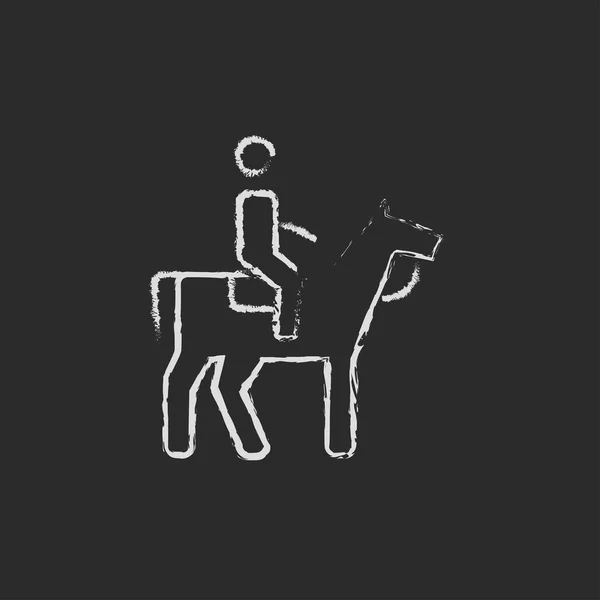 Ló lovaglás ikon rajzolt krétával. — Stock Vector