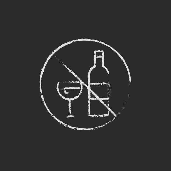 No hay signo de alcohol icono dibujado en tiza . — Vector de stock