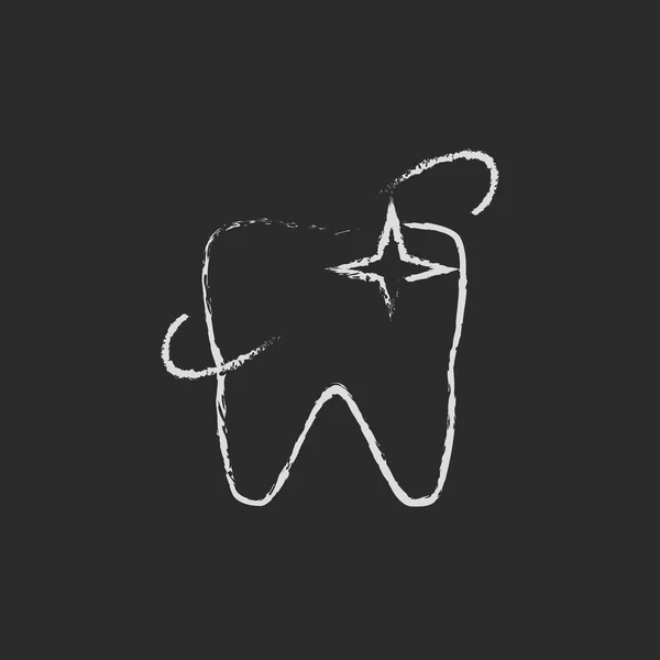 Блискуча піктограма зуба намальована крейдою . — стоковий вектор