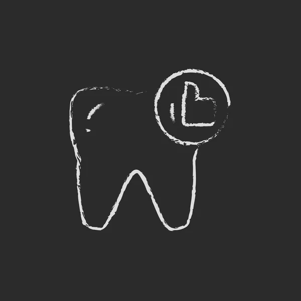 Icône de dent saine dessinée à la craie . — Image vectorielle