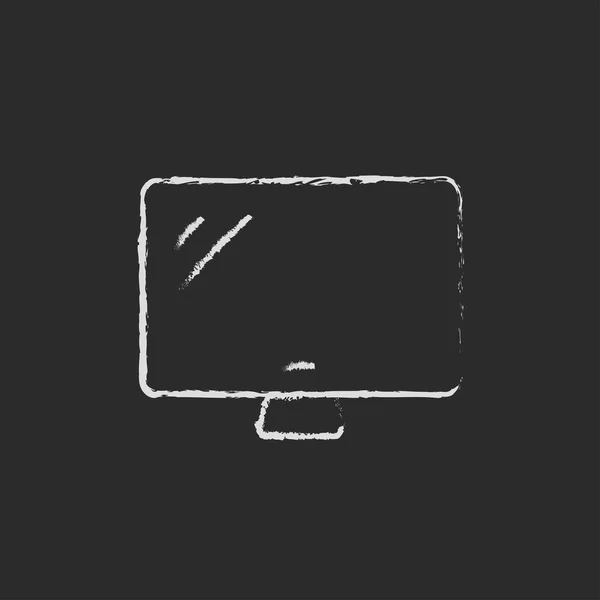 Computer monitor icon drawn in chalk. — Stock Vector