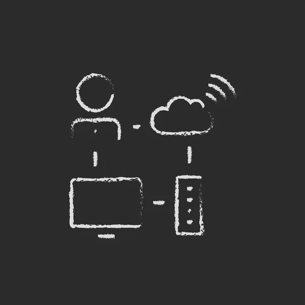 Cloud computing icon drawn in chalk. — 스톡 벡터