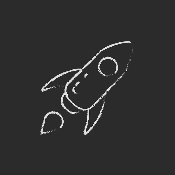 Icono de cohete dibujado en tiza . — Vector de stock