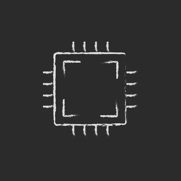 Icône CPU dessinée à la craie . — Image vectorielle