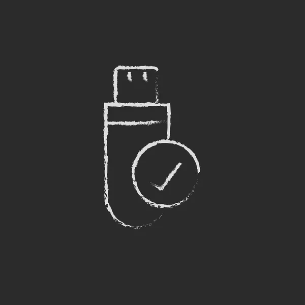 USB flash disk ikona namalované křídou. — Stockový vektor