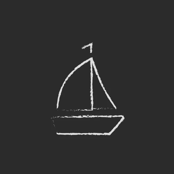 Segelboot-Ikone in Kreide gezeichnet. — Stockvektor