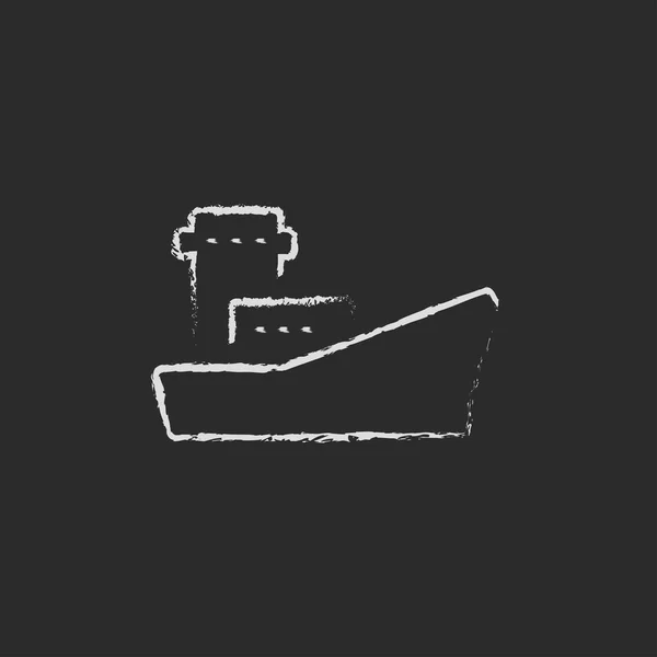 Rakomány konténer hajó ikon rajzolt krétával. — Stock Vector