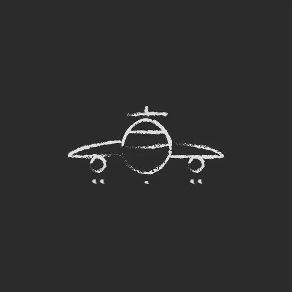 Icono de avión dibujado en tiza . — Vector de stock