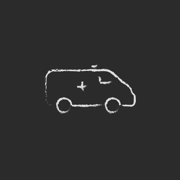 Mentő autó ikon rajzolt krétával. — Stock Vector