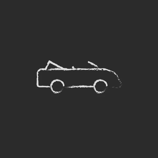 チョークで描かれたコンバーチブル車アイコン. — ストックベクタ