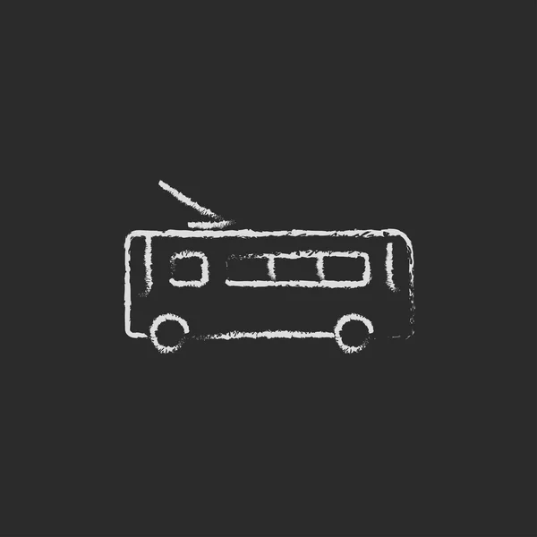 Trolleybus icon drawn in chalk. — Stock Vector