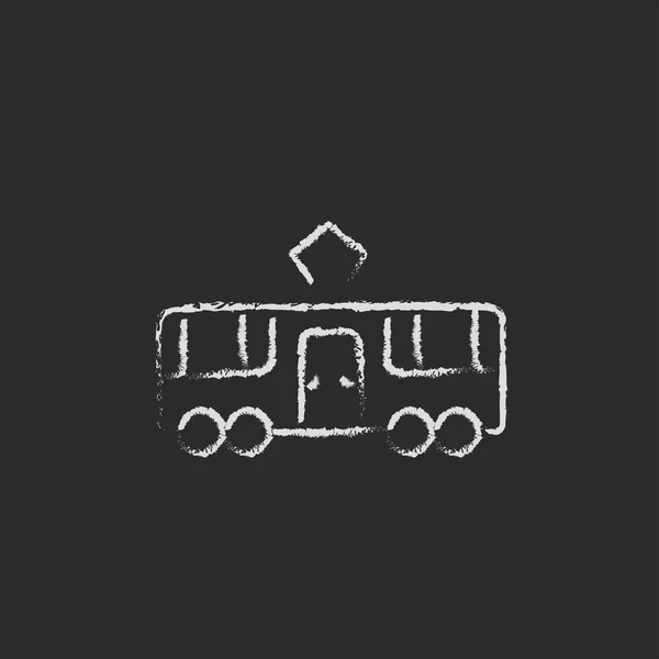 Straßenbahn-Ikone mit Kreide gezeichnet. — Stockvektor
