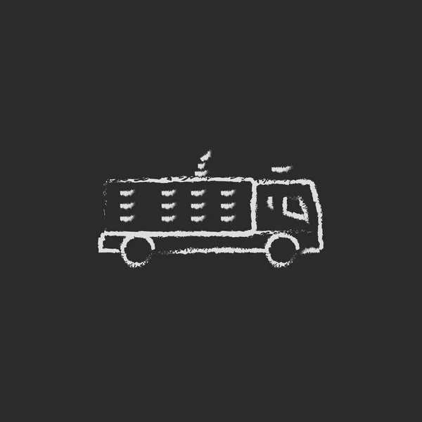 チョークで描かれた火災トラック アイコン. — ストックベクタ
