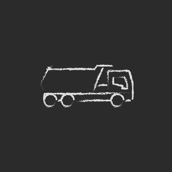 Dump truck icon drawn in chalk. — Stock Vector