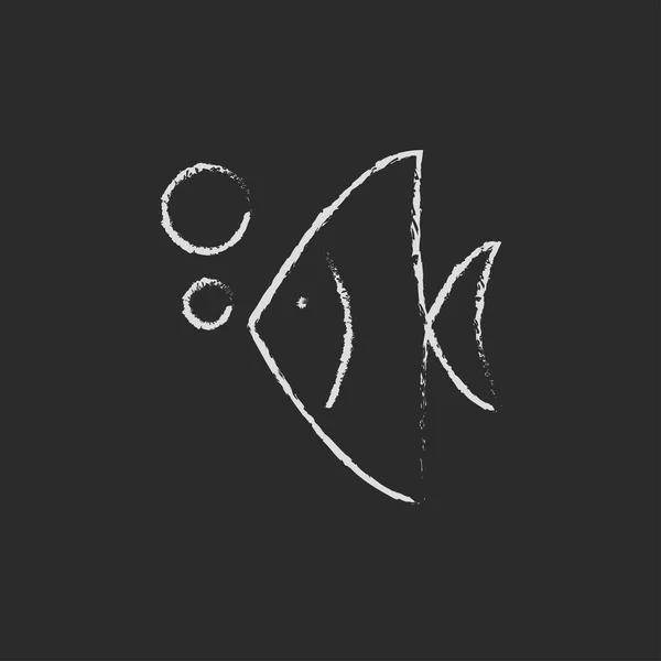 Fische unter Wasser Ikone in Kreide gezeichnet. — Stockvektor
