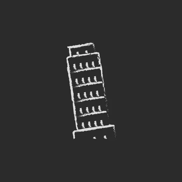 Tour penchée de Pise icône dessinée à la craie . — Image vectorielle