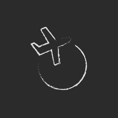 Tebeşirle çizilmiş uçak simge ile seyahat.