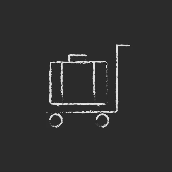 Luggage on a trolley icon drawn in chalk. — Stock Vector