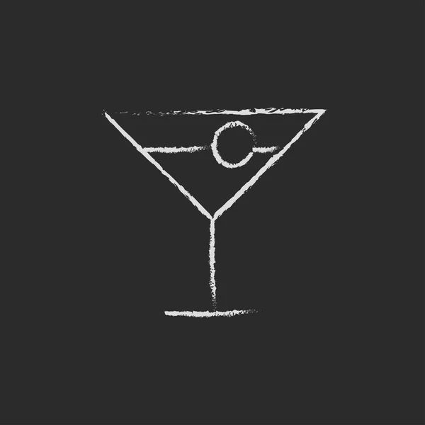 Cocktailglas-Ikone in Kreide gezeichnet. — Stockvektor