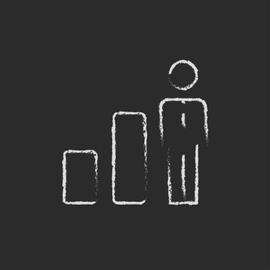 Businessman and graph icon drawn in chalk.