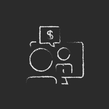 Business discussion icon drawn in chalk.