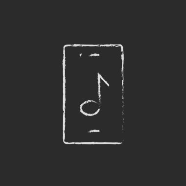 Müzik not simgesini tebeşirle çizilmiş ile Smartphone.