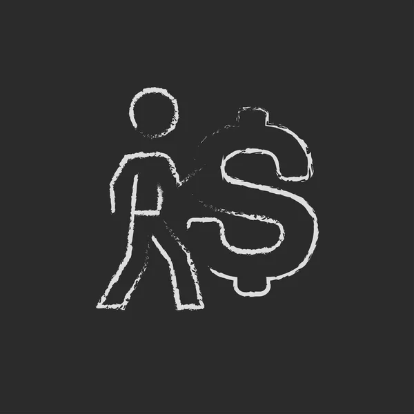 Businessman with a big dollar symbol icon drawn in chalk. — ストックベクタ