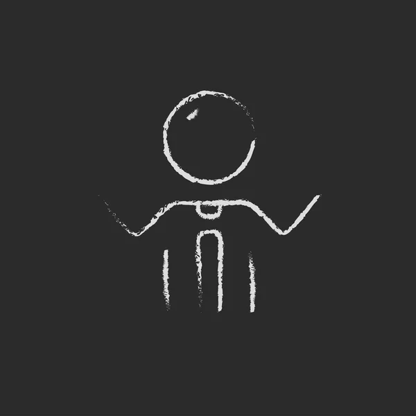 Man with raised arms icon drawn in chalk. — 스톡 벡터