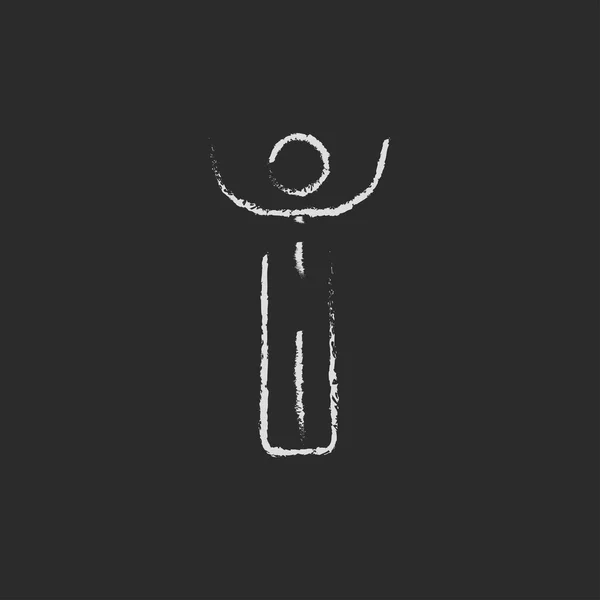 Hombre con los brazos levantados icono dibujado en tiza . — Vector de stock
