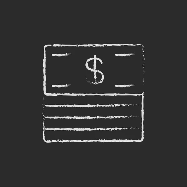 Stack of dollar bills icon drawn in chalk. — Stock Vector