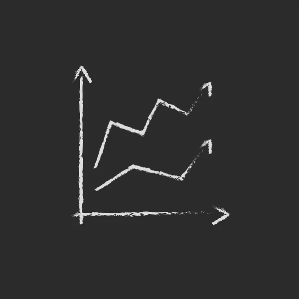Icono gráfico de crecimiento dibujado en tiza . — Vector de stock