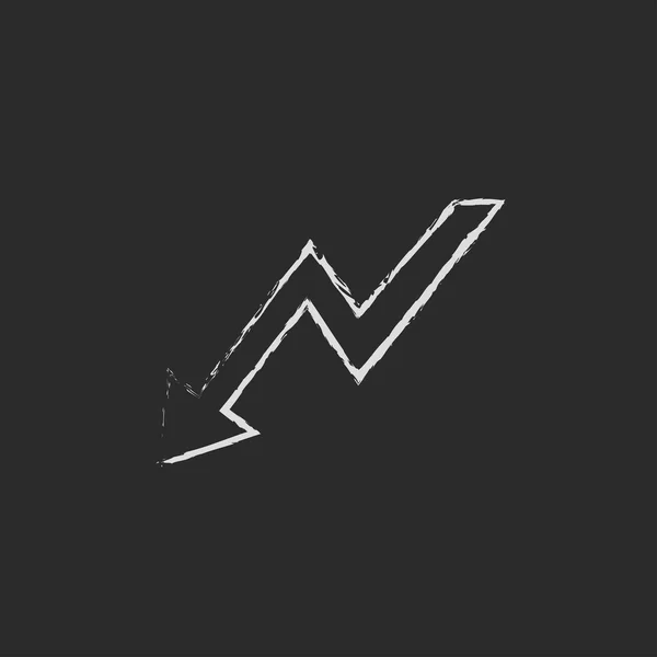 Arrow downward icon drawn in chalk. — 图库矢量图片