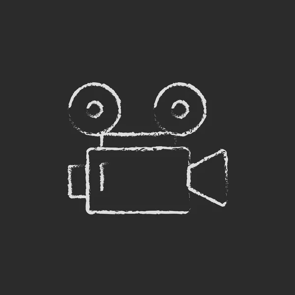 Icono de cámara de vídeo dibujado en tiza . — Vector de stock