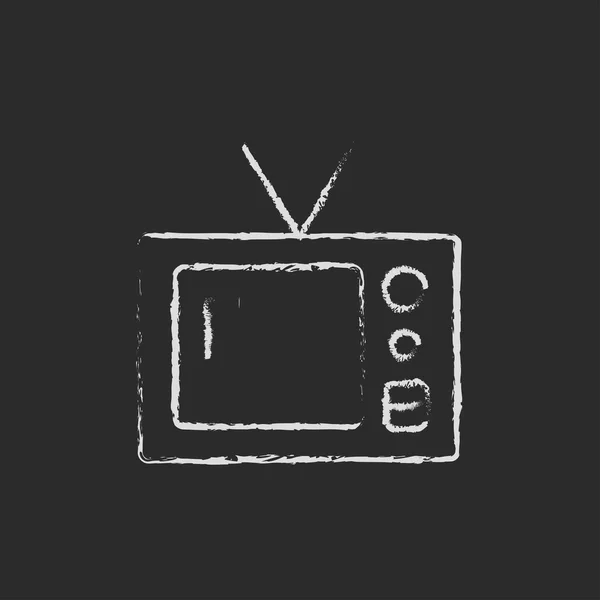 Icono de televisión retro dibujado en tiza . — Vector de stock