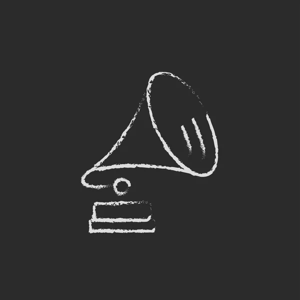 Gramophone icon drawn in chalk. — Stock Vector