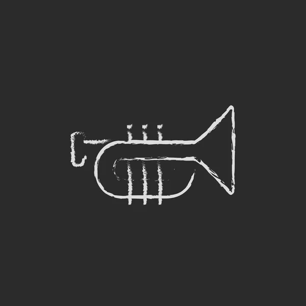 Trumpet icon drawn in chalk. — Stock Vector