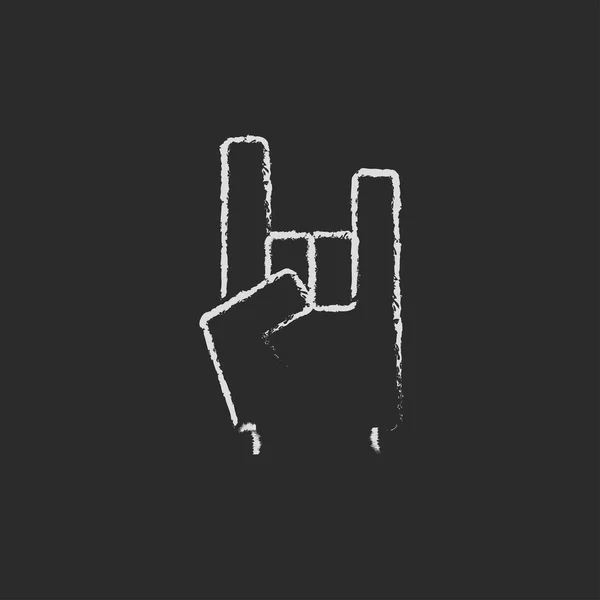 Rock and roll hand sign icon drawn in chalk. — Stock Vector