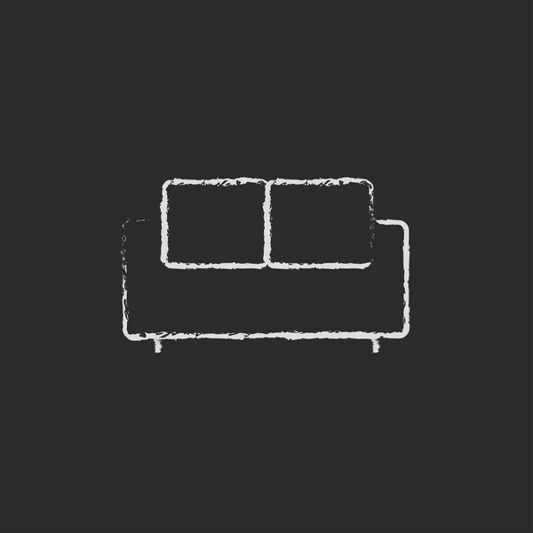 Sofa icon drawn in chalk. — стоковий вектор